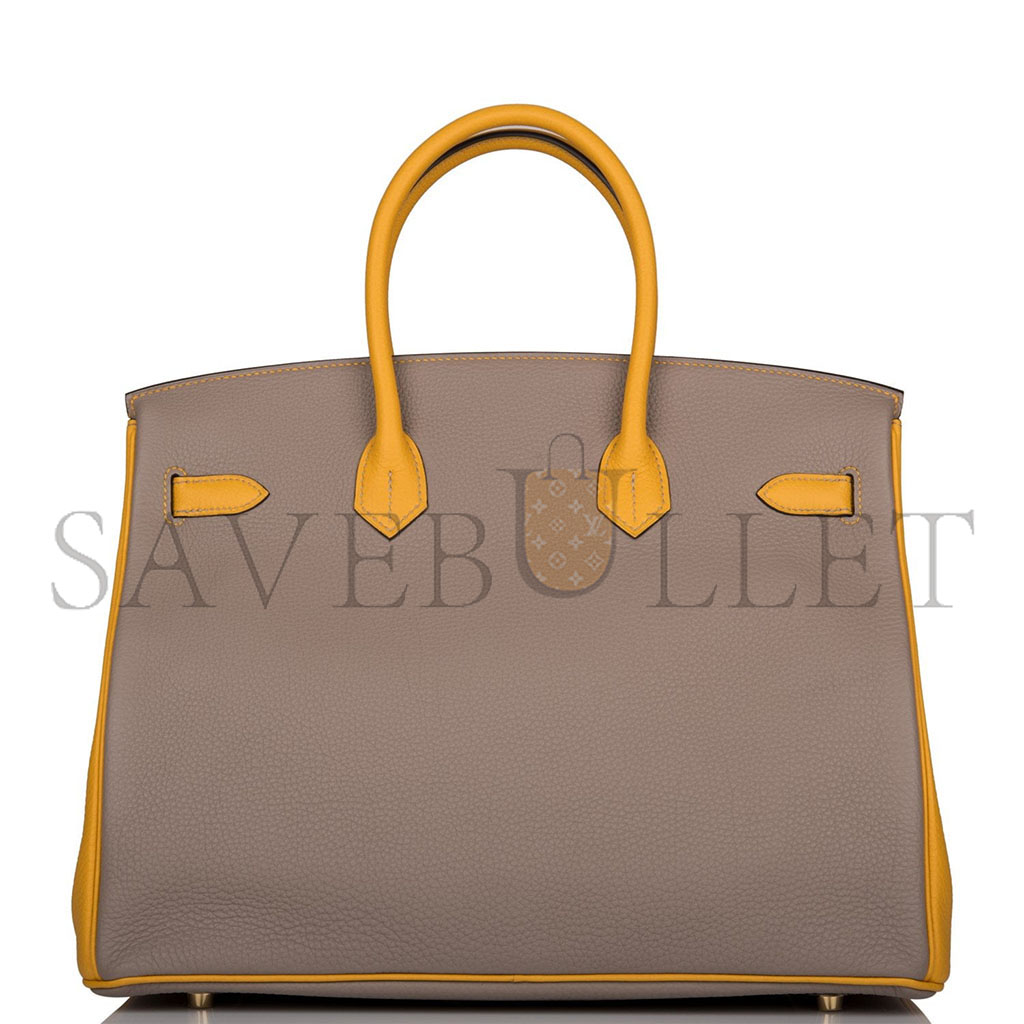 H**mes birkin 30 epsom asphalt grey and amber yellow gold buckle h028369ck15 (30*23*15cm)